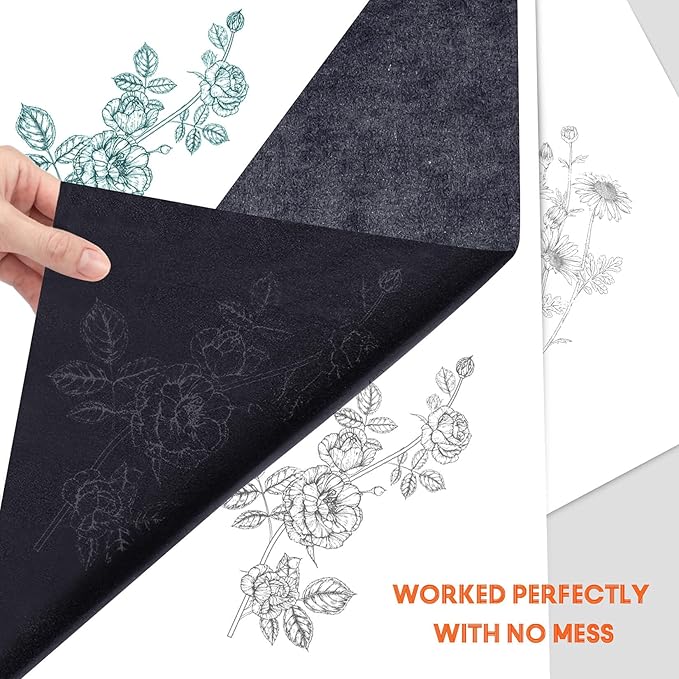 Carbon Paper Tracing Paper for Tracing - PSLER 120 Pcs White Translucent Tracing Paper and 100 Pcs Black Graphite Paper On Wood Fabric Artist Lettering Sketch Canvas Drawing A4 Size 8.5 X 11 Inch