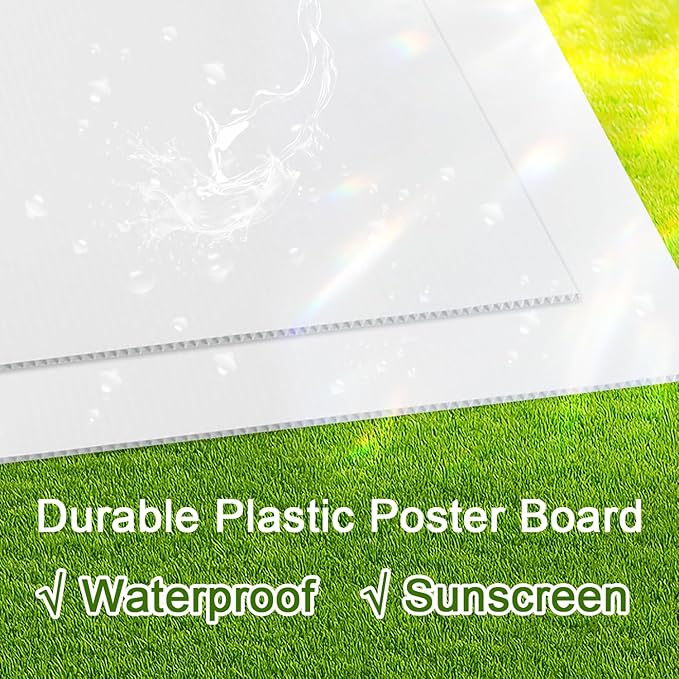Poster Board 11" x 14", 10 Pack White Corrugated Plastic Board, 3/16 Inches Thick Double-Sided Poster Sheets for School Projects, Craft, Art, Waterproof Blank Yard Signs for Outdoor