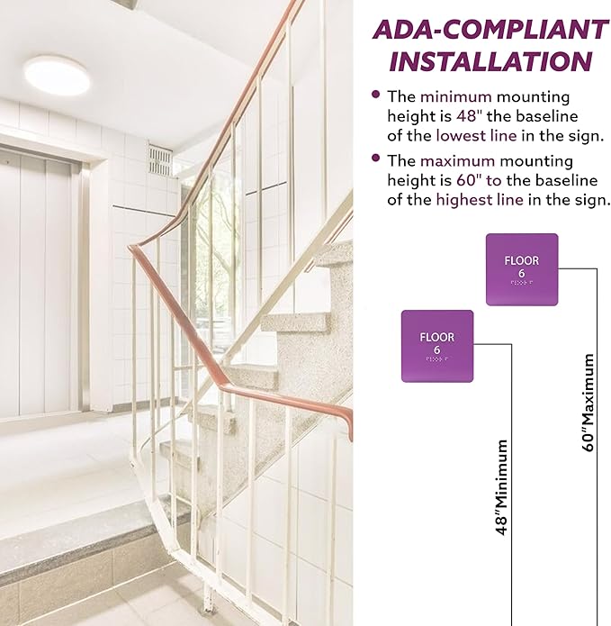 Royal ADA Floor 6 Sign with Braille – Made from Durable Acrylic and Ready to Mount