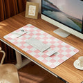 Ohocut Checkered Desk Mat, Large Cute Aesthetic Retro PU Leather Computer Laptop Desk Mat, Non-Slip Waterproof Mouse Keyboard Pad, Desk Writing Mat for Work/Home (Pink, 23.6" x 13.7")