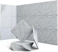 UNECHO 12 Pack 12" X 12" X 0.4" Acoustic Panels for Wall Sound Absorbing, P-Stripes Square Self-Adhesive Sound Panels, High Density Suitable for Multiple Scenarios(Silver Gray)