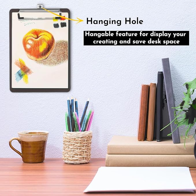 TFDLCG zm Clipboard with Pen Holder,Nursing Clipboard A4 Standard Letter Size,Plastic Clip Boards 8.5x11 Heavy Duty,Hanging Clipboards for Women Kids Students School Office Home,Black