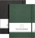 AHGXG Bullet Dotted Journal 2 Pack - B5 Large Journal Dot Grid Notebook (7.6'' X 10'') with Thick 120gsm Dot Paper, Soft Leather Cover, Total 384 Pages, Inner Pocket - BlackGreen