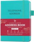 Legend Planner Address Book with Alphabetical Tabs – Mini Telephone Contacts Book for Phone Numbers, Addresses, Passwords, Small (Turquoise)