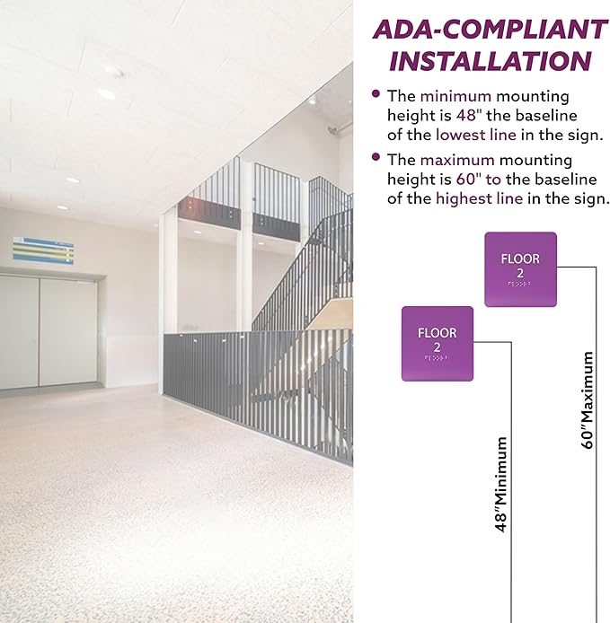 Cold Blue ADA Floor 2 Sign with Braille – Made from Durable Acrylic and Ready to Mount