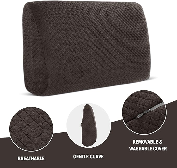 HOMBYS Lumbar Support Pillow for Recliner Chair, Memory Foam Back Support Cushion for Elderly,Extra Large Lumbar Support Pillow,Thick Backrest for Home Reading (Dark Coffee, 20“x13.5"x5")