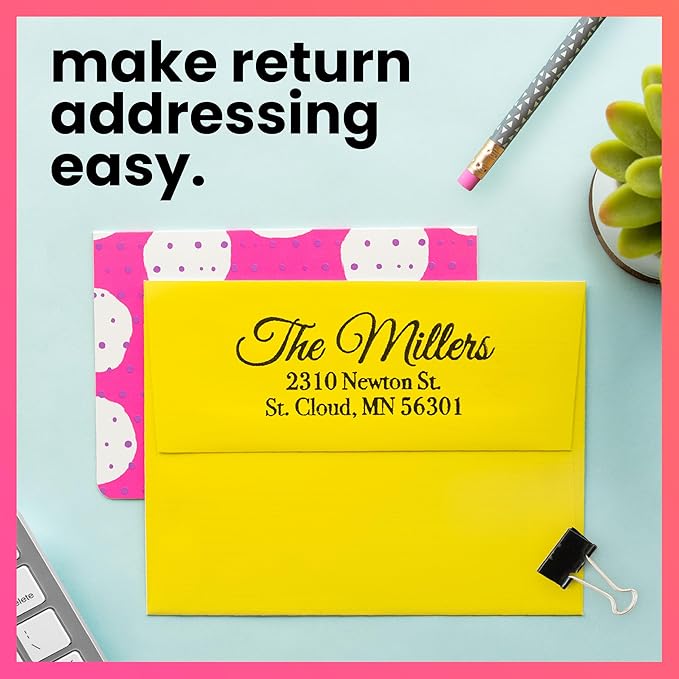 ExcelMark Personalized Return Address Stamp – Custom Self Inking Rubber Stamp (Medium, Great Vibes)