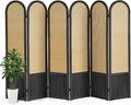 Asnefeli Room Divider 4 Panels, Folding Privacy Screen, Foldable Wood Rattan Room Divider Panel, Portable Partition Screen, Wall Divider for Room Separation Bedroom Home Office Garden Terrace (Black)