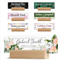 Acrylic Desk Name Plate Personalized with Wooden Base - 28 Backgrounds - Custom Name Plate for Desk, Office Decor, Teacher Appreciation Gifts