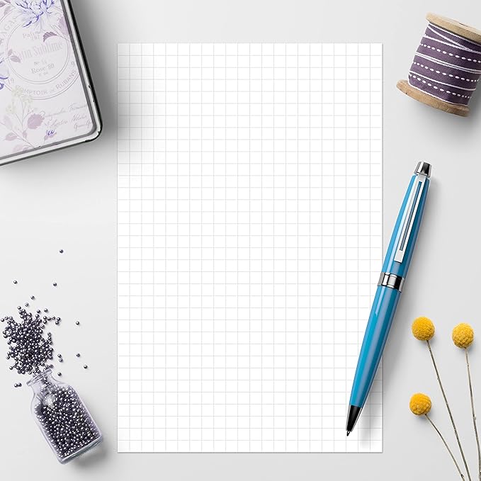 321Done Graph Paper Notepad - 50 Sheets (5.5" x 8.5") - 0.25" Grid Planning Note Pad - Thick Premium Paper - Made in USA - Plain White
