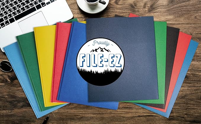 FILE-EZ Two-Pocket Folders, Light Blue, 25-Pack, Textured Paper, Letter Size (EZ-32520)