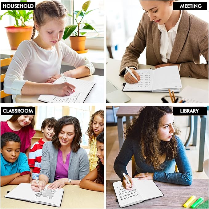 5 Pack Journal Notebook Bulk for School, Feela Hardcover Business Notebooks Classic Ruled Lined Journals with Pen Holder for Work Note Taking, with 5 Black Pens, 120 GSM, 5.1”x8.3”, A5, Black