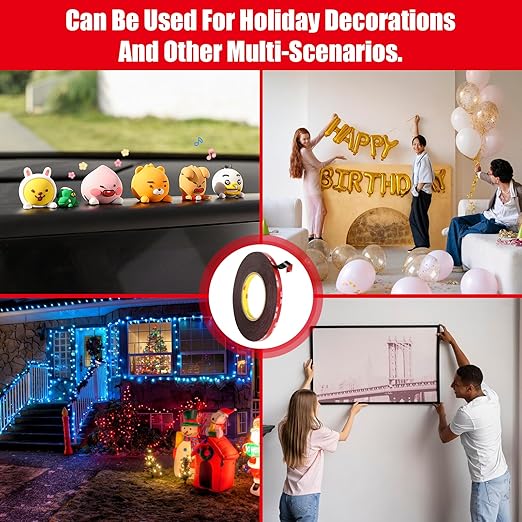 Double Sided Tape Heavy Duty, Waterproof Mounting Foam Tape, 36.5ft Length, 0.8in Width, High Temperature Resistant Adhesive Tape for Car, LED Strip Light, Office Decor, Uses 3M VHB 5952 Raw Material
