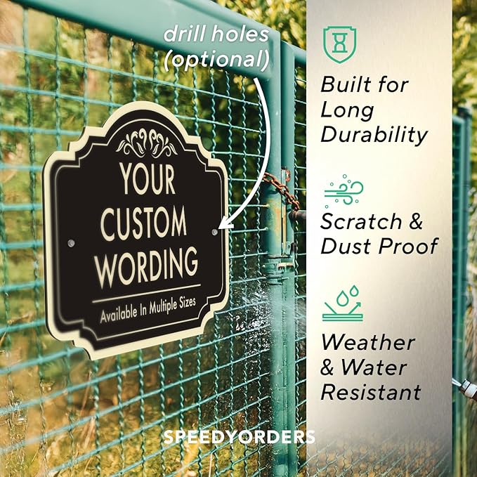 Custom Decorative Metal Signs, Personalized Aluminum, Custom Driveway, Waterproof USA Made, Black Charcoal 14x10 In