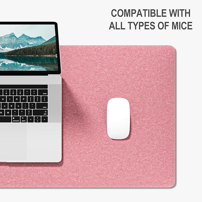 Auhoahsil Felt Desk Mat, Minimalist Large Mouse Pad XL 31.5 x 11.8 in, Desk Matt for Desktop, Keyboard, Laptop, Computer, Office, Work from Home, Gaming, Pink