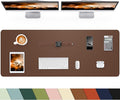 CEBOWA Desk mat Large, Leather Desk Pad Protector,Office Desk Mat,Mouse Pad, Non-Slip Desk Blotter, Laptop Desk Pad, Waterproof Desk Writing Pad for Office&Home (Brwon, 55" x 24")