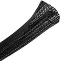 CrocSee 10ft - 1/2 inch Braided Cable Management Sleeve Cord Protector - Self-Wrapping Split Wire Loom for TV/Computer/Home Theater/Engine Bay - Black