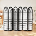 Aletheiawu Room Divider and Folding Privacy Screen, 6 Panel Japanese Shoji Style Room Divider, Partition Divider for Room Separation, Portable Decoration Screen for Home Office Restaurant - Black