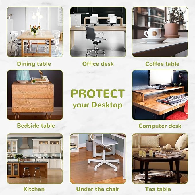 Eisdroma Clear Table Cover - 43 x 87 Inch, 1.5mm Thick Plastic, Waterproof Pad for Dining, Kitchen or Office