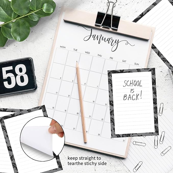 SXboxing Sticky Notes 4X6 Inches, 2 Pack Large Cute Self-Stick Pads, Bright Funny Memo Pads Easy to Stick for Home, Office Black Bats