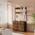 YKVIQBY 8 Drawer Dresser with 6 Double Hooks, 68.9" Tall Closet Organizer and Storage, Fabric Dresser for Bedroom, Nursery, Closet, Space-Saving Freestanding Storage Cabinet (Rustic Brown)