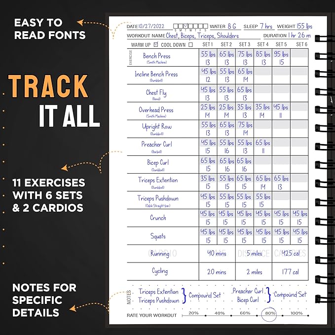 Nextnoid Hardcover Fitness Journal Workout Planner for Men & Women - A5 Sturdy Workout Log Book to Track Gym & Home Workouts - Purple