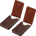 Outus 2 Pieces Business Card Holder, PU Leather Business Card Case Pocket Wallet with Magnetic Shut for Christmas Gift Men Women(Coffee and Coffee,Classic)