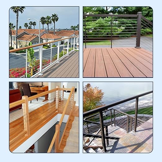RiaYer 50 Pack 45 Degree Angle Protective Sleeves, Black Cable Railing Corner Protector Sleeve Beveled for 1/8" Wire Rope, T316 Marine Grade Cable Railing Kit with Two Drill Bit for Wood Posts HF039B