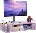 Qupui Computer Monitor Stand Riser with Drawer and Pen Holders, Desk Organizer Shelf and Accessories, Office Desk Accessories, Office Organization, Purple
