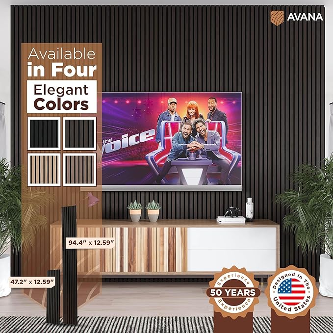Avana Modern Acoustic Wood Wall Panels – 47.2 x 12.6 Inch Smoke Oak Acoustic Panels 2 PCs – Wall Panels For Interior Wall Decor For Homes, Offices, Studios – Sturdy And Durable Wood Panels For Wall