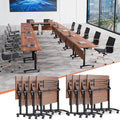 Conference Table,55.1''Folding Conference Room Table for 4-12 People,Mobile Flip Top MeetingTraining Table with Different Coulor and Styles for Offices, Classrooms,Meeting Room (8, 70.8''D)