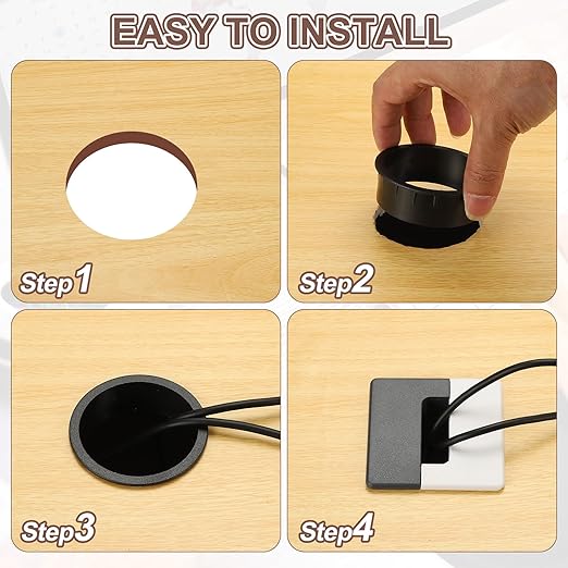 PATIKIL 2.8inch Desk Grommet, 6Pcs Cable Grommet Wire Management Cable Hole Cover Cord Organizer for Office Home Table Countertop, Silver