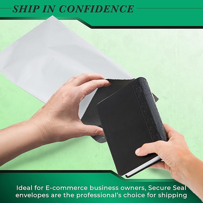 1000 Pack Secure Seal White Poly Mailers - 14.5x19 Safe Shipping Bags - E-Commerce Self Sealing 2 Mil Poly Envelopes