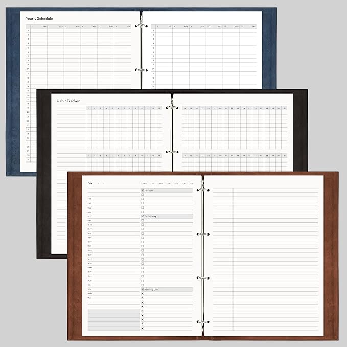 [EMSHOI Daily Planner Refill 8.5" X 11.5", 80 Sheets, 160 Pages Ring Binder Planner Inserts, Thick Cream Color Refill Paper, 100 GSM Loose Leaf, Paper Refills with Gift Box]