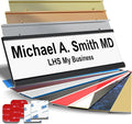 Custom Name Plate with Choice of Mounting for Walls, Doors, Cubicles, Hanging and More - Personalized White Plastic Black Letters - USA Made 2x12 - B16