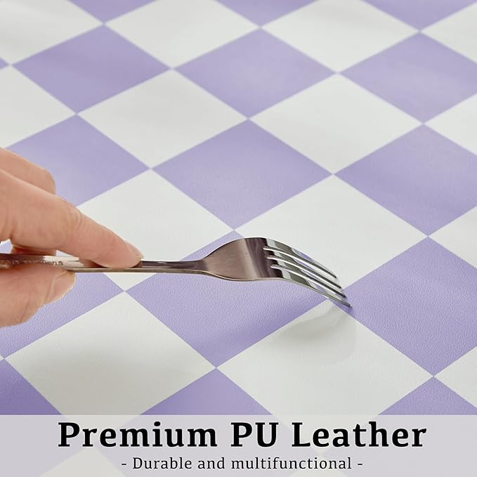 Ohocut Checkered Desk Mat, Large Cute Aesthetic Retro PU Leather Computer Laptop Desk Mat, Non-Slip Waterproof Mouse Keyboard Pad, Desk Writing Mat for Work/Home (Purple, 23.6" x 13.7")