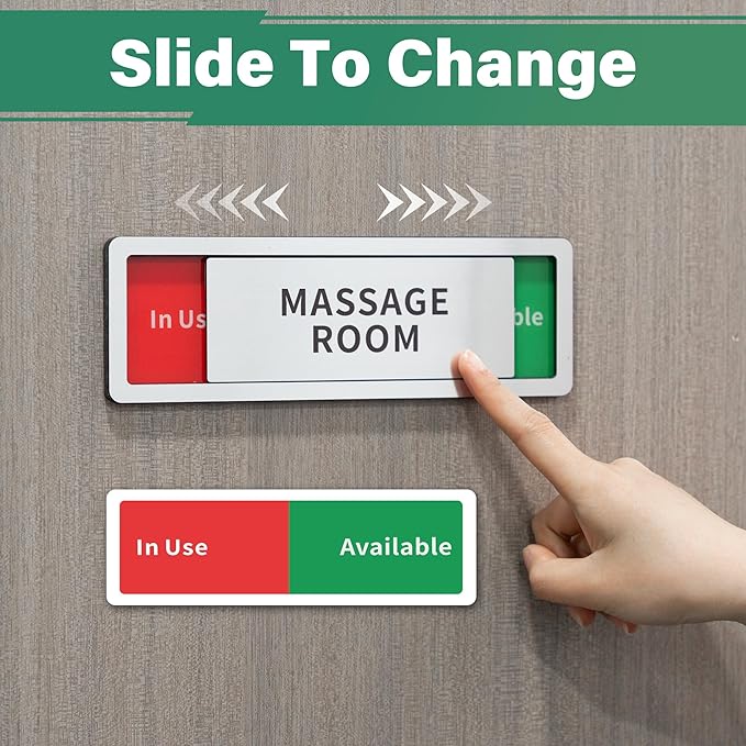 Treatment Room Door Sign,Do Not Disturb- In Use/Available Slider Sign for Wellness & Health Centers Business Vacant Occupied Privacy Spa Door