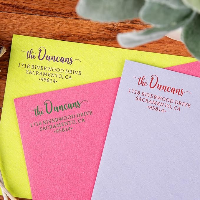 The Duncans Personalized Self-Inking Address Stamp | Envelope Return Address Stamp for Couples and Families | Custom Rubber Address Stamp (2, Large)