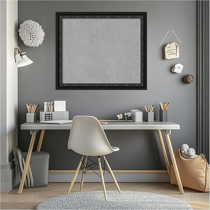 Amanti Art Black Framed Magnetic Board 24x28 Medium Vision Board for use with Magnets, 100% Metal Sheet to Display Items as Office Decor or for Home Organization in mudroom, Kitchen or Kids Room