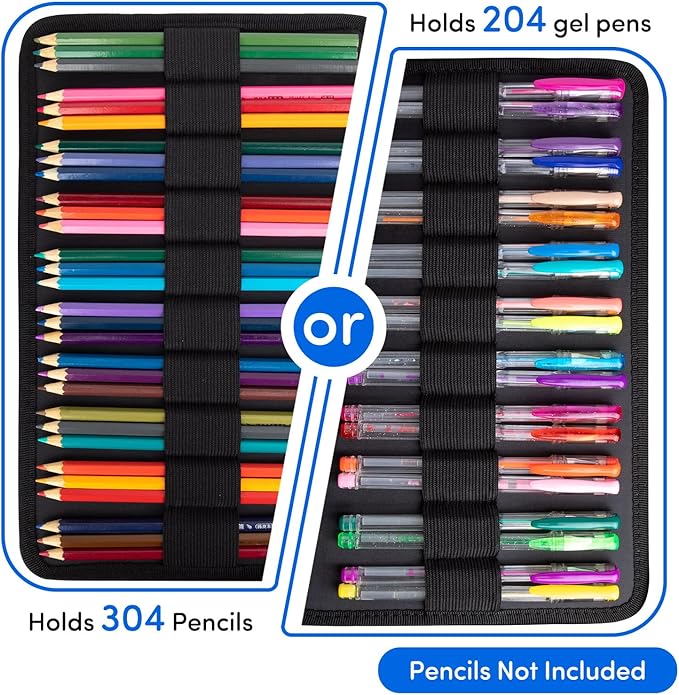 YOUSHARES 300 Slots Color Pencil Case - Pen Case Organizer with Handy Wrap & Zipper, Multilayer Holder for Prismacolor Colored Pencils & Gel Pen (Marble Gray)