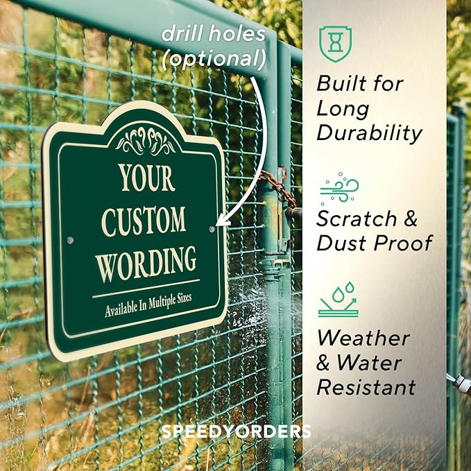 Customizable Outdoor Metal Sign - Personalized Aluminum - Driveway & Waterproof - Design No. 1 Forest Green 30x24 In
