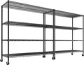 REIBII Set of 2 Storage Shelves Metal Shelving with Wheels,Adjustable Wire Shelving Rack 75.6" H Heavy Duty Garage Shelving Unit for Kitchen Pantry,Commercial Industrial Shelving for Garage 2PCS