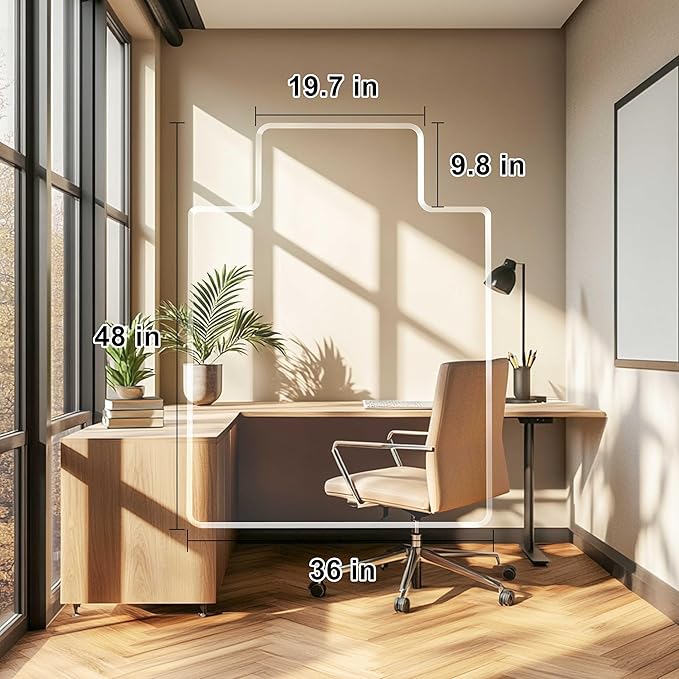 MESAILUP Beveled Edge Irregular Office Chair Mat with Lip for Carpet or Hardwood Floor Crystal Clear 36" x 48" Smooth Glide and Easy Roll On/Off, Heavy Duty and Non-Slip Pad Floor Chair Mat with Lip