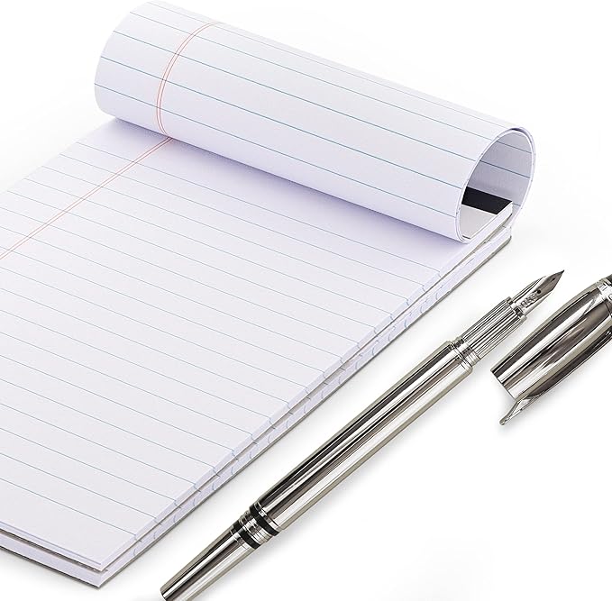 Emraw White Jr. Perforated Edge Legal Ruled Universal 50 Sheets Letter Writing Pad- 50 Ct. 5" x 8" inch (Pack of 12)