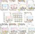TaoBary 160 Pcs Stationery Paper Set 50 Double Sided Stationery Papers with 50 Matching Envelopes and 60 Round Dot Sticker, 10 Design(Wildflower,8.5 x 11 Inch)