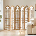 Asnefeli 6 Panel Japanese Room Divider, Shoji Style Partition Divider, Fully Assembled Wooden Privacy Screen for Home Office Bedroom Apartment Decoration, Natual
