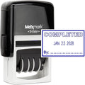 MaxMark Office Self Inking Date Stamp with Phrase Completed - Blue Ink