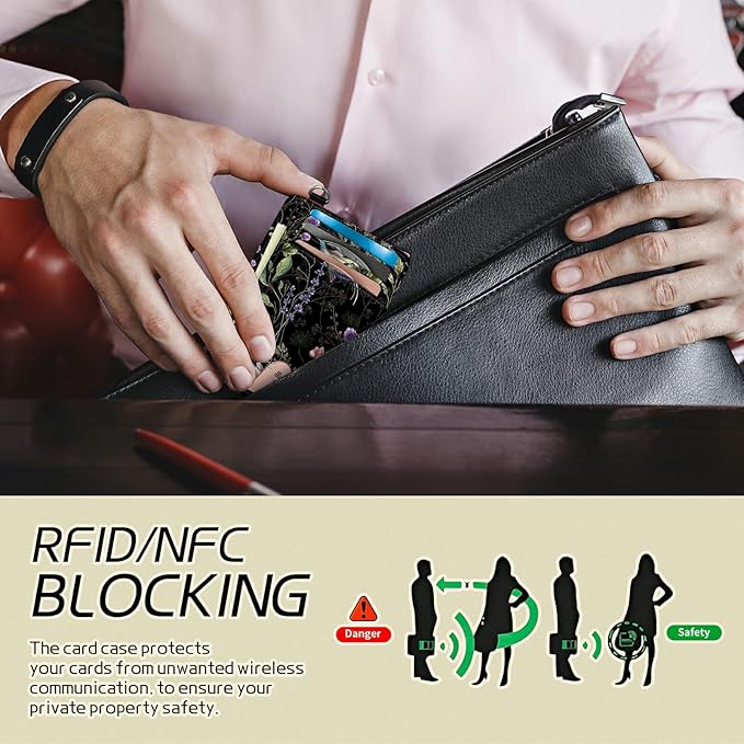 BWEGRHE Small Travel Wallets, Wild Flower Hummingbird Slim Minimalist Front Pocket Wallet with Wristlet, RFID Blocking PU Leather Credit Card Holder with ID Window Change Purse for Men Women