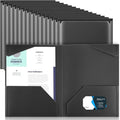 Henoyso 36 Pcs Plastic Folders with Clear Front Pockets Heavy Duty File Folders with 2 Pockets and Card Slot for Student Communication School Office Presentation Report (Black)
