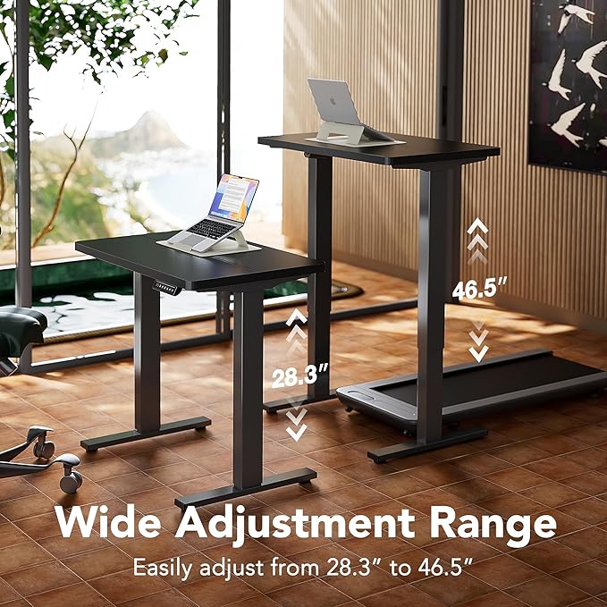 HUANUO Electric Standing Desk, 40 x 24 Inch Height Adjustable Computer Desk with Storage Bag, 4 Height Memory Settings, Sit Stand Up Desk for Home Office, Black